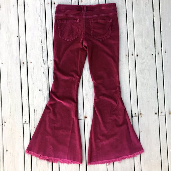 Free People Cords Super Flare Bellbottom Jeans Mulberry Corduroy Pants - Picture 10 of 13